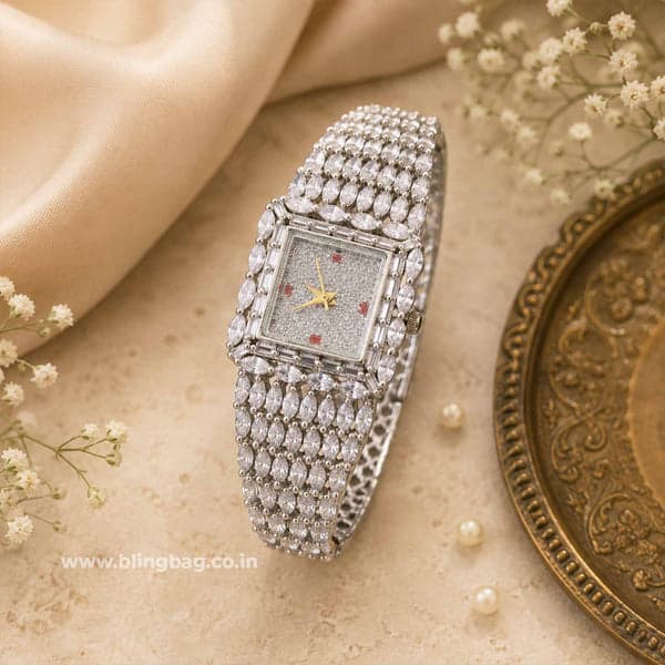 Ornahub Silver Juliaa Zirconia Watch