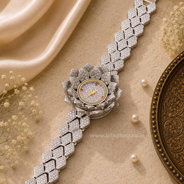 Ornahub Silver Luciaa Zirconia Watch